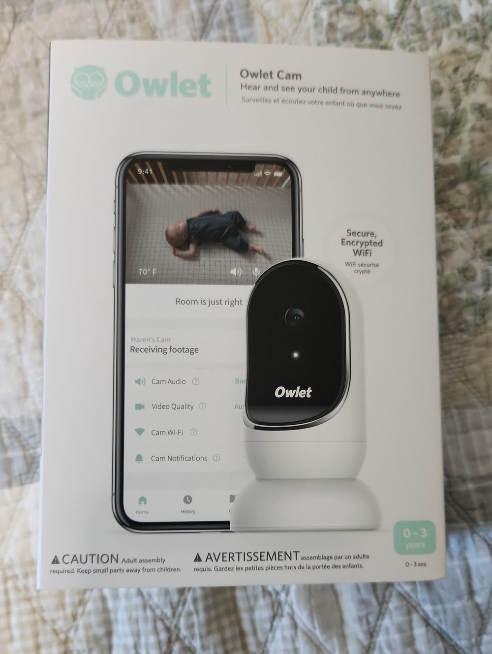 White Smart Baby Monitor Camera with Secure Wi‑Fi